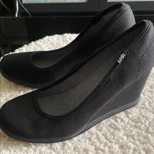 Keds Black Canvas Wedge Shoes size 7